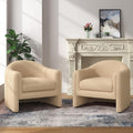 Accent Chair Modern Boucle Fabric Armchair for Living Room Comfy Upholstered Reading Single Sofa Chair for Bedroom (Boucle Camel Set of 2)