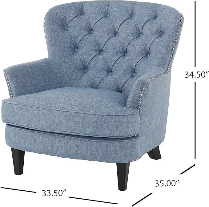 Christopher Knight Home Tafton Fabric Club Chair Light Blue 33D x 35.25W x 33.75H in