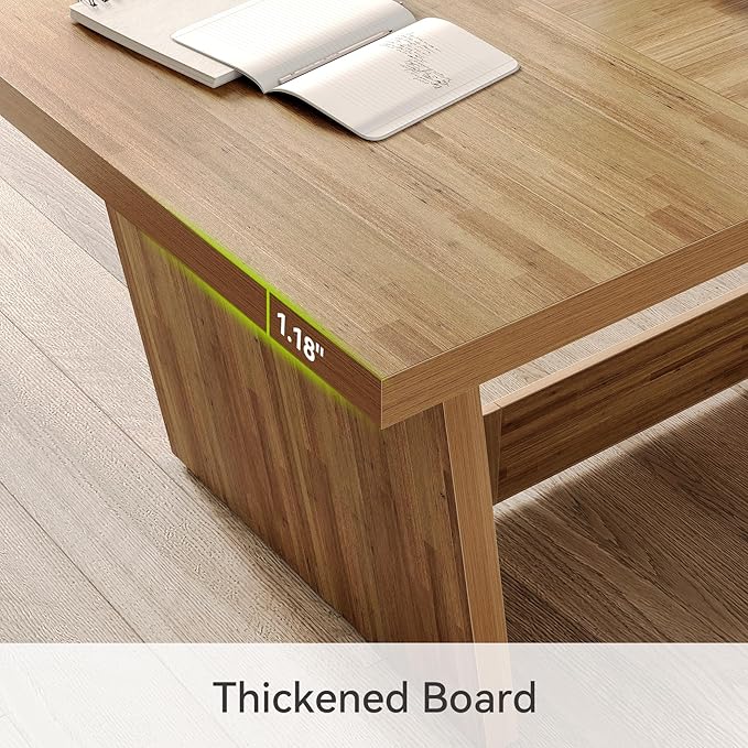 1Easylife 70.87 Inches Long Executive Desk Wooden Computer Desk Industrial Simple Study Writing Table Large Workstation Business Furniture for Home Office Oak