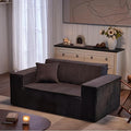 Corduroy Cloud Couch with Pillow Premium Memory Foam No Assembly Required Deep Seat Sofa in Box Space-Saving Chair for Home Living Room Bedroom Apartment Office Loveseat Dark Gray