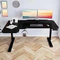 59x 29 x 46 Inches Reversible L-Shaped Electric Standing Desk Adjustable Height Sit Stand up Desk Memory Computer Home Office Desk Sit Stand Home Office Computer Desk (Black)
