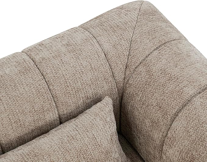 Christopher Knight Home Flarin 145.5 Convertible Sectional Sofa Couch L-Shape Home Sofa Living Room 4 Seat Sectional Sleeper Sofa Fabric Upholstered Comfy Cloud Couch No Assembly Light Brown