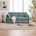 69” Modern Chenille Loveseat Sofa Couch Upholstered 2 Seat Love Seat Deep Seat Small Couch with LED Light and Sturdy Wood Legs for Living Room Bedroom Apartment (Lake Blue)