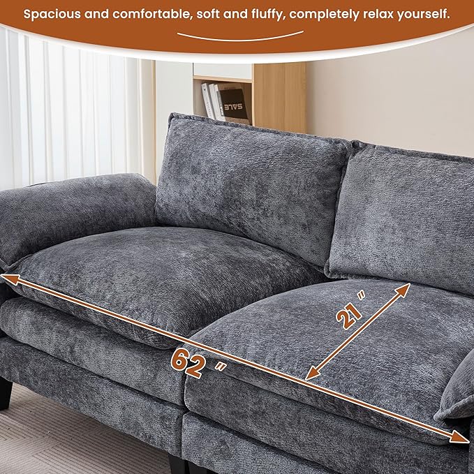 83 Loveseat SofaCloud Couch for Living RoomComfy Love Seat with Double Cushion2 PillowsRemovable Cover for Bedroom Apartment and Office