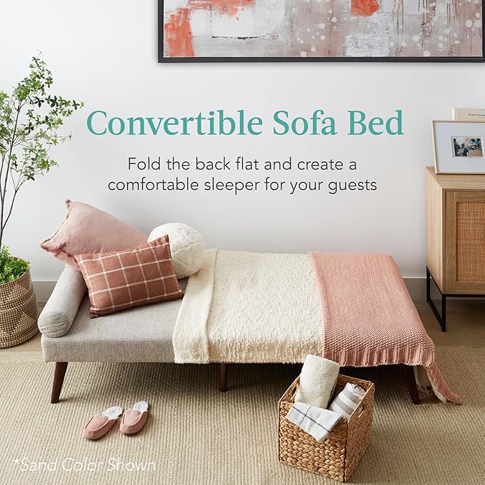 Best Choice Products Mid-Century Modern Upholstered Futon Convertible Folding Sofa Bed Small Couch w/Rounded Armrests 2 Cupholders - Gray