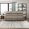 Lexicon Manual Double Reclining Sofa Polished Microfiber Manual Wall Hugger Sofa Recliner for Living Room Home Theater Seating Track Arm Stitching Cushion Padded Foam Seat Cushion Brown