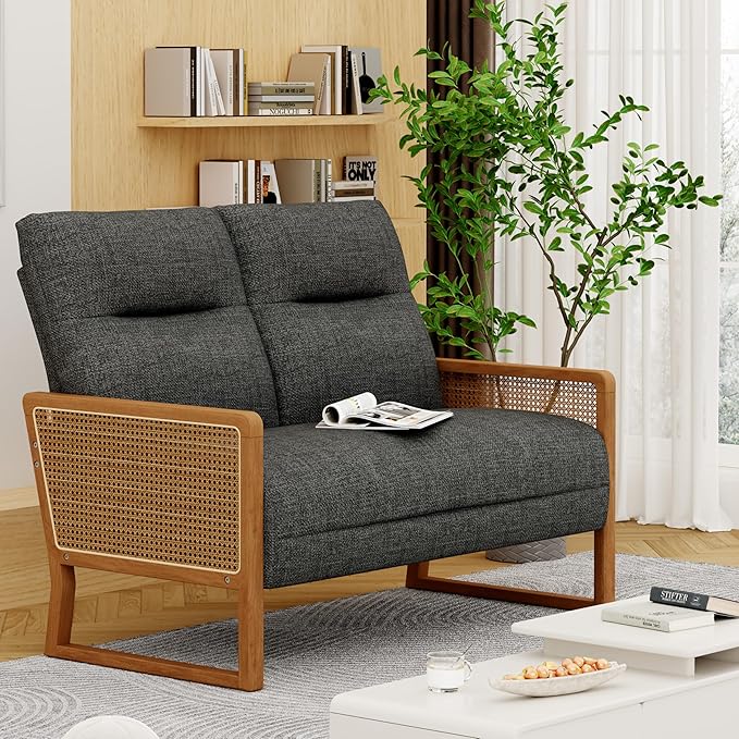 HAOBO Home 3 Piece Living Room Furniture Sets Loveseat Sofa Settee Bench with 2 Single Sofa Accent Chairs Modern Small Couches for Small Spaces(Grey)
