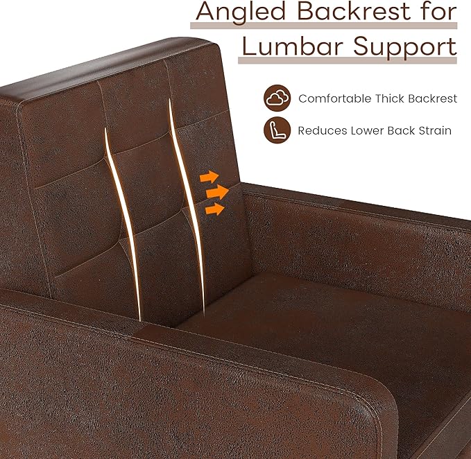 Accent Chair for Living Room Faux Leather Mid-Century Modern Armchair with Comfy Back Cozy Single Sofa Reading Chair 496 Lb. Weight Capacity for Bedroom Apartment Small Space Bronze