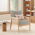 Soohow Mid-Century Modern Braid Armchair Wooden Accent Chair for Living Room &amp Bedroom Reading Spaces
