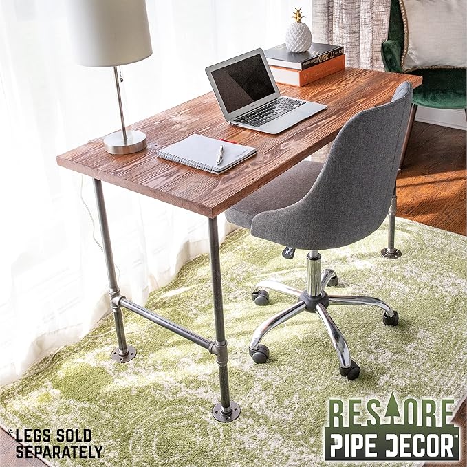 Restore by Pipe DÉCOR Solid Wood Office Desk Top Reclaimed Ponderosa Pine Wood in Sunset Cedar 48 in. x 24 in. x 1.25 in.