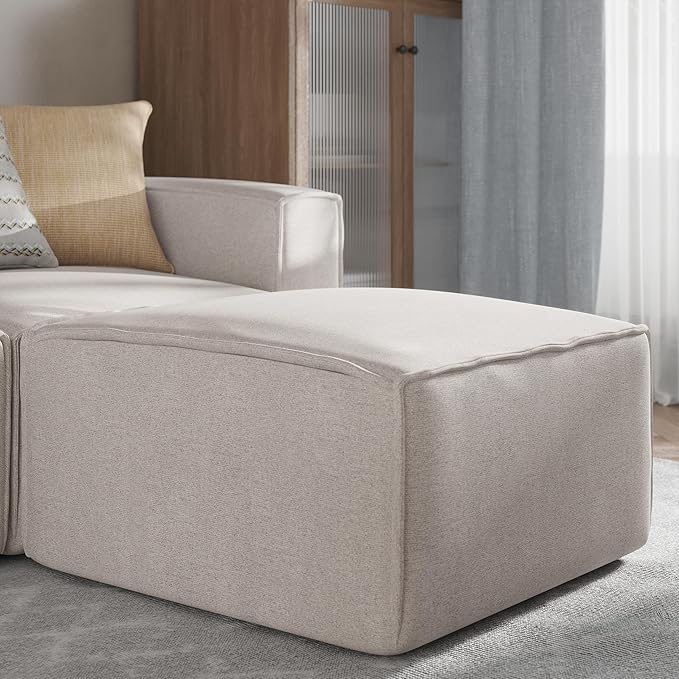 Flash Furniture Bridgetown Fabric Ottoman Module for Sectional Sofa Customizable Modular Couch Ottoman Cream
