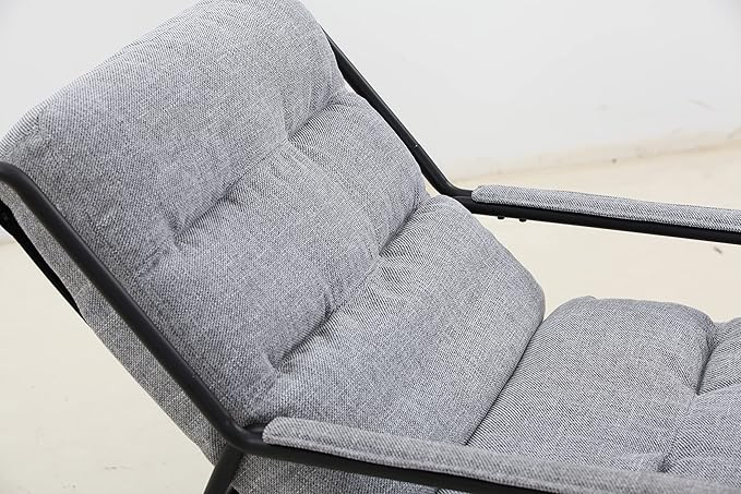 Lounge Recliner Chair Leisure Chair Studio Chairs Iron Arm Club Chair with Metal Legs Moveable Cushion for Living RoomGrey