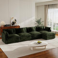 146.5 Convertible L Shaped Sectioanl Couch deep Cloud sectional Sofa with Movable OttomanGreen