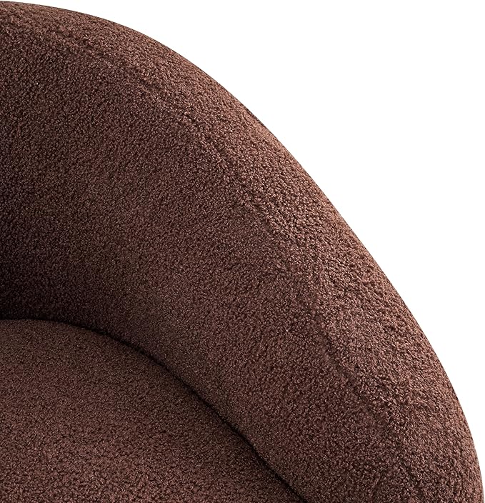 Christopher Knight Home Beckie Boucle Upholstered 360° Swivel Accent Chair Living Room Barrel Swivel Chair with Wooden Base Modern Club Chair with Rotation Dark Brown