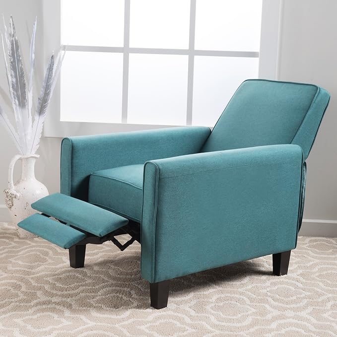 Teal Linen Push Back Chair for Living Room Comfort and Style