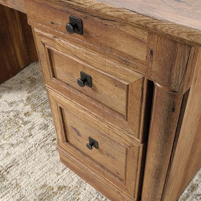 Sauder Palladia Executive Desk 29.5D x 65.1W x 29.61H Vintage Oak finish