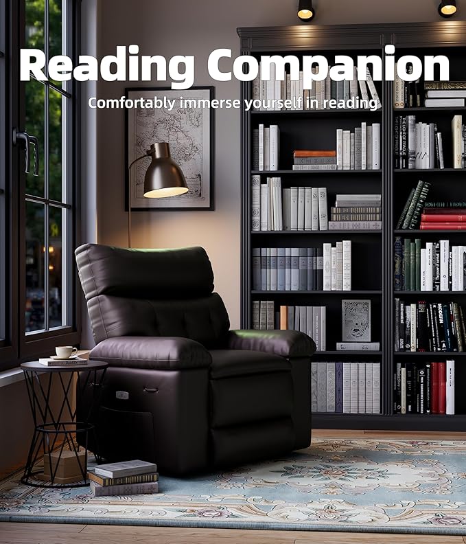 27'' Oversized Rocker Recliner Chair PU Leather 360° Manual Rocker Swivel Recliner for Adults Lazy Chair with 1.5X Sponge Comfort Arm and Back for Living Room Bedroom