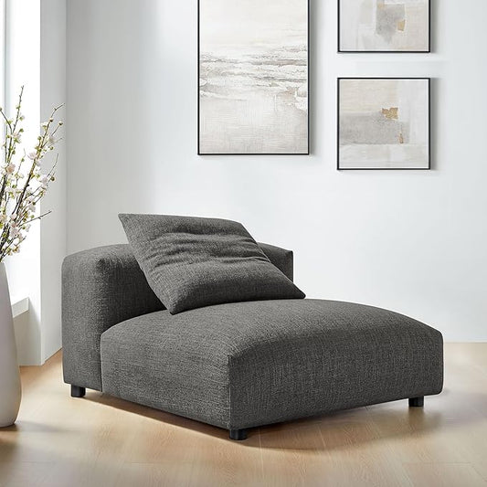 Modway Solace Modular Sofa Armless Chair in Charcoal - Oversized Lounge Chair with Fabric Upholstery - Comfy Single Sectional Sofa Chair - Modern Accent Lounge Chair for Living Room
