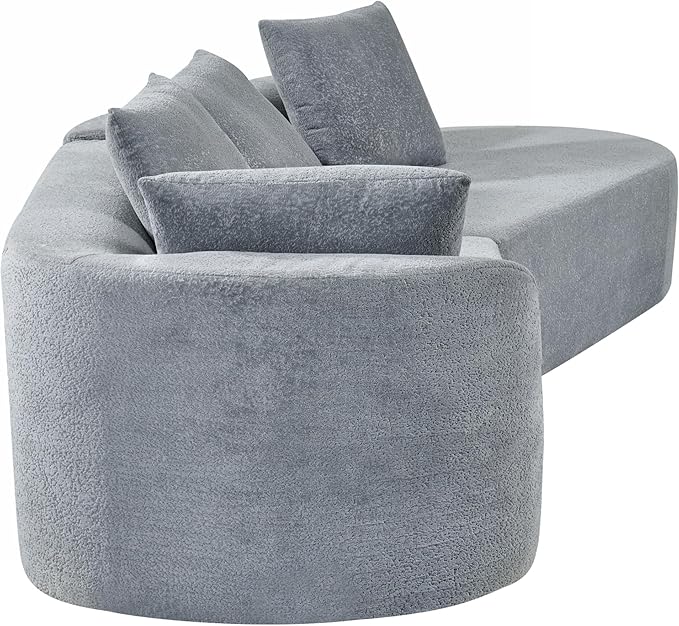 116Modern Curved Sectional Sofa with High-Density Fully Compressed Sponge and Chaise LoungePearl Upholstery2-Piece SetFully Assembled Right Hand FacingPerfect for Living Room (Light Gray~23)