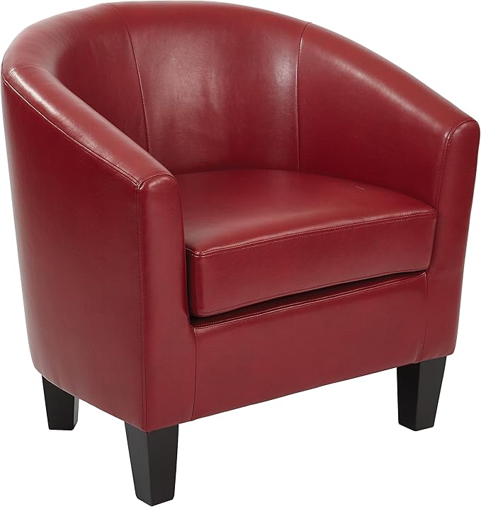 OSP Home Furnishings Ethan Tub Accent Chair with Dark Espresso Wood Legs Cranberry Faux Leather