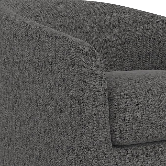 Swivel Accent Chair Upholstered Modern Barrel-Curved Arm Chair Velvet Fabric Comfty Sofa Reading Chair with Solid Wood Base for Living Room Bedroom Club Pebble Grey