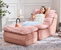 Hobestluk Sofa Couch Foam Sofa for Small Spaces Comfy Sofas with footrest Couch Recliner Small Sofas for Living Room Bedroom Apartment (Pink)