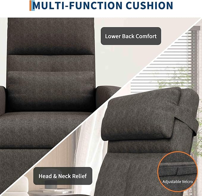 GarveeHome Power Recliner Chair Adjustable Electric Recliner Ergonomic Overstuffed Single Sofa Tall Back Padded Seat 2 Side Pockets and USB Port Home Theater Seating for Living Room
