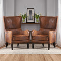 2 Piece Mid-Century Modern Accent Chairs 27 Wide Wingback Club Chair Set of 2 with Nailhead Trim Fabric Reading Living Room Side ChairSingle Armchair Sofa