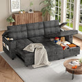 IDEALHOUSE Couches for Living Room 84'' Sofa Bedl-Shaped Sectional Sleeper Sofa with Pull Out BedReversible Storage Chaises Hidden Storage ArmrestsCup Holders &amp USB Charging Ports