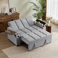 66 Multi-Functional Pull-Out Sofa Bed with Hidden Side Table Storage Armrests Built-in Charging Port Spring Mattress Solid Wood Frame – Ideal for Small Spaces Easy Assembly