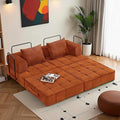 6-in-1 Convertible Sleeper Sofa Bed Corduroy Folding Mattress Couch with Fixed-Shape Frame Modular Foldable Boneless Couch Loveseat Couches with 2 Pillows for Living Room Bedroom Orange