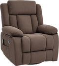 HOMCOM Swivel Rocker Recliner Chair with Vibration Massage and Heat Oversized Velvet Manual Glider Recliner Rocking Chair with Footrest Remote Side Pockets for Living Room Brown