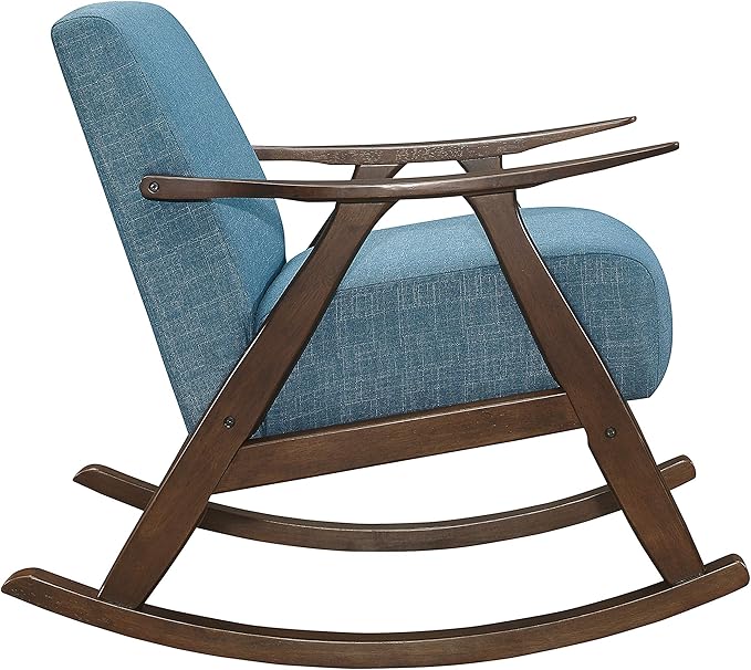 Lexicon Helena 28.5 W Fabric Wood Arm Rocking Chair Blue