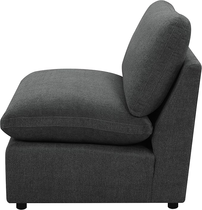 Coaster Home Furnishings - Collins - Modular Armless Chair with Cushion Back Foam Padding and Reversible Cushions - Living Room - Dark Grey - 609530AC