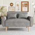 Vongrasig 47 Small Modern Loveseat Sofa Mid Century Linen Fabric 2-Seat Sofa Couch Tufted Love Seat with Back Cushions and Tapered Legs for Living Room Bedroom and Small Space (Light Gray)