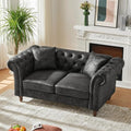 Loveseat Velvet Fabric Two- Seater Couch Buckle Design and Rivet Decoration Deep Seated Double Sofa Suitable for Living Room Bedroom Apartment Hotel etc (black-05)