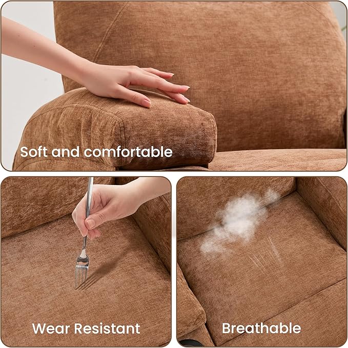 Wide Recliner Rocking Chair for Living Room Comfortable Lounge Seat with Relaxing Massage &amp Heat Soft Armrests Perfect for Living Room Bedroom or NurseryBrown