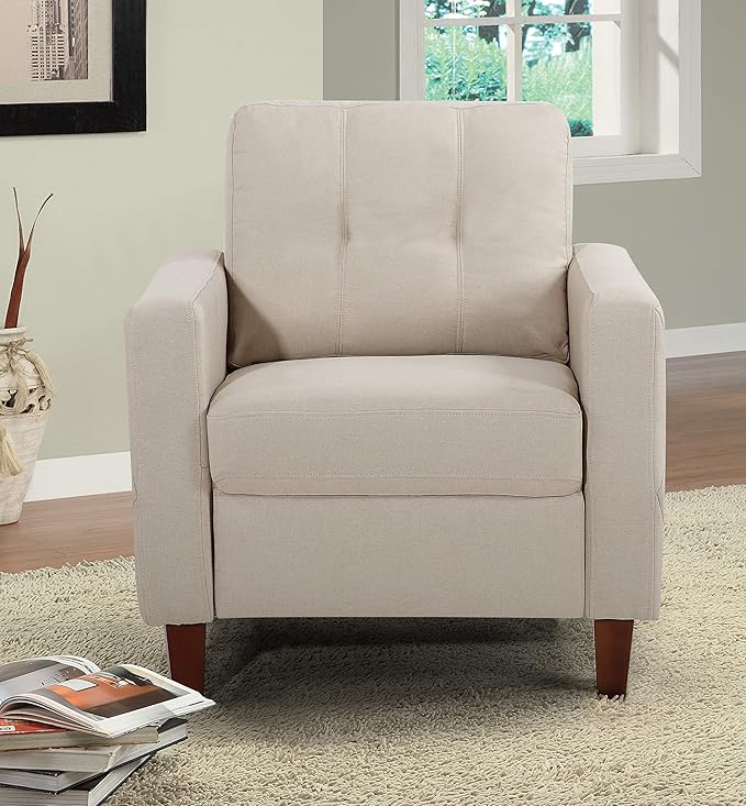 Container Furniture Rossetti Tufted Accent Armchair Mid Century Upholstered Sofa Chair for Living Room Bedroom Home Office with Removable Seat and Back Cushion in Beige/Tan 32.87 Inches