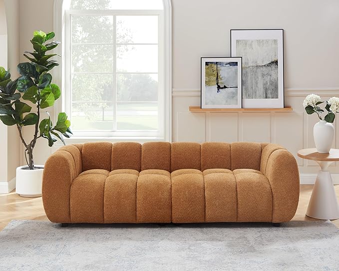 VANOMi 88 Oversized Boucle Sofa Modern Upholstered Tufted Cloud Couch Deep Seat Boucle SofaCozy Modern 3 Seater Couch for Living Room Bedroom Apartment