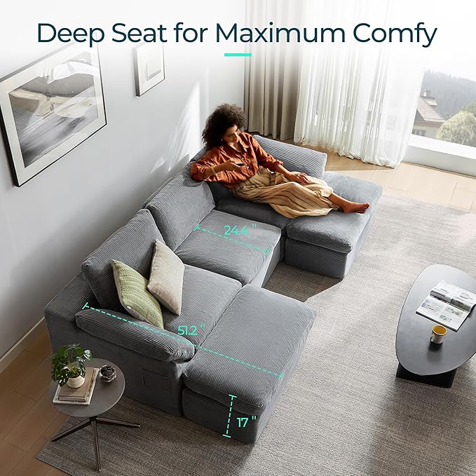 LINSY HOME 79 Modular Couch Modern Cloud Couch 2 Seater Loveseat Sofa with Double Layer Cushions Small Couches for Bedroom Apartment No Assembly Required Grey
