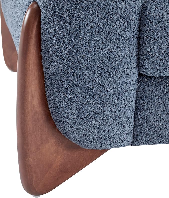 Christopher Knight Home Alma 63 Boucle Loveseat with Wood Legs 2 Seater Sofa Couches for Living Room Upholstered Couch Chair Soft Seating Lounge Sofa Chair Cozy Loveseat with Armrest Navy Blue