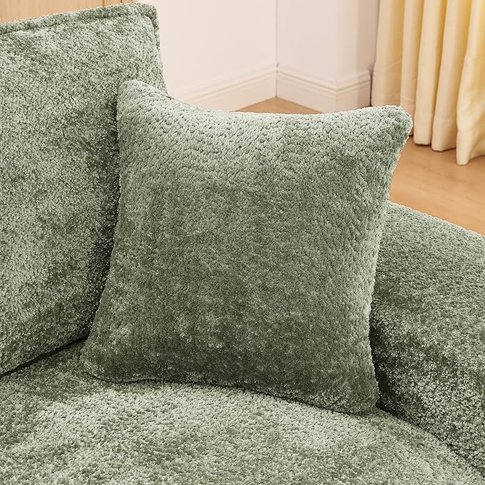L-Shaped Boneless Modular Sectional Cloud Couches 4 Seat Modular Boucle Floor Foam Boneless Sofa Couch with Ottoman Headrest Pillows and Removable Cushions