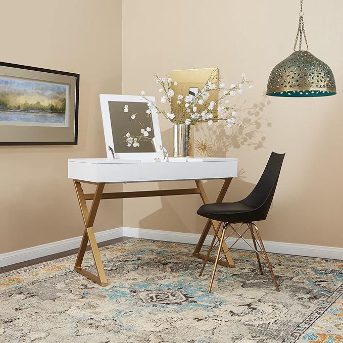 OSP Home Furnishings Oakley Mid-Century Modern Bucket Dining Chair with Faux Leather Padded Seat Black