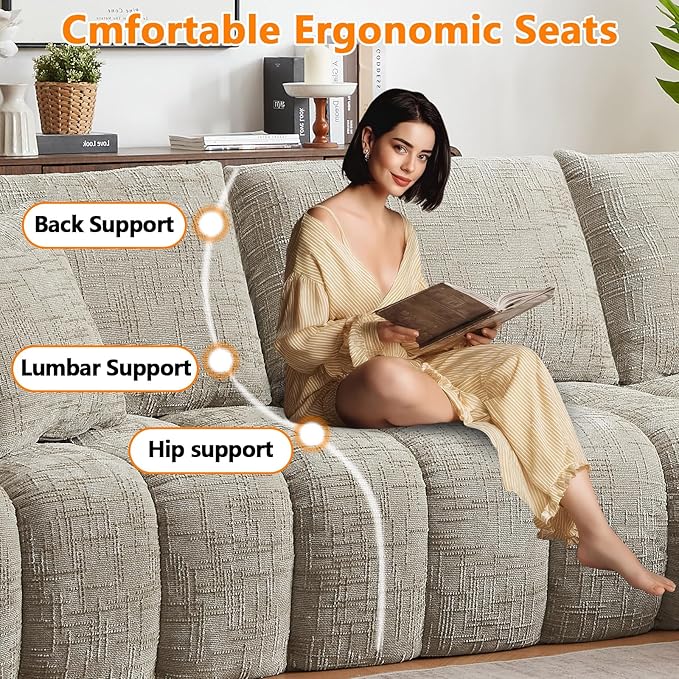 Luxury 108 Sofa with Oversized Chaise L-Shaped Chenille Modular Cloud Couch with Deep Seat &amp 2 Pillows Orange Boneless Couches for Living Room Apartments Homes (Khaki Left Facing Chaise)