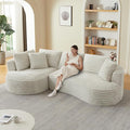 KEIKI 120 Oversized Curved Cloud Couch Modern Sectional Sofa for Apartments and Lofts Deep Corduroy Seating with Chaise Compression Foam Design No Assembly Required