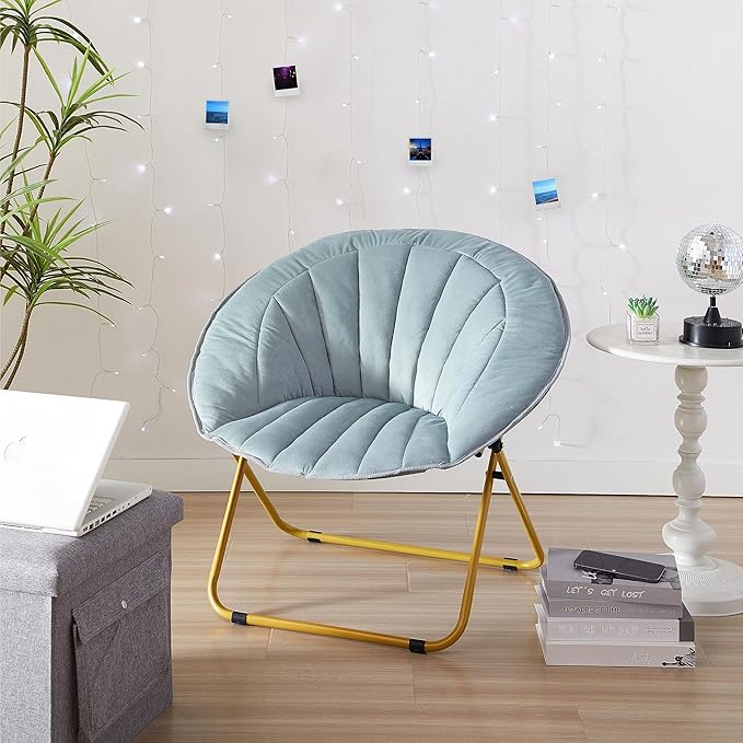 Urban Lifestyle Velvet Channel Stitch Saucer Chair Grey
