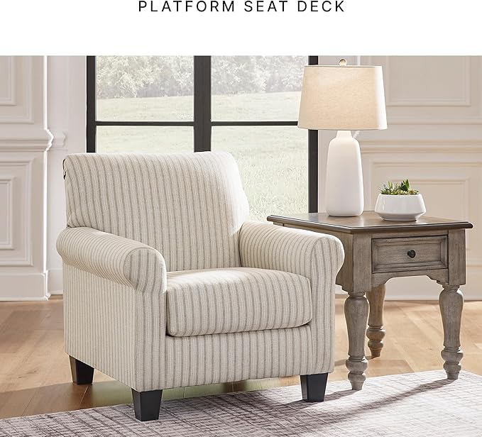 Signature Design by Ashley Valerani Classic Striped Upholstered Accent Chair Beige