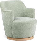 Meridian Furniture 449Mint Clarita Collection Modern | Contemporary Swivel Accent Chair with Soft Mint Chenille Fabric Natural Wood Finish Base 26.5 W x 30.5 D x 31 H Mint