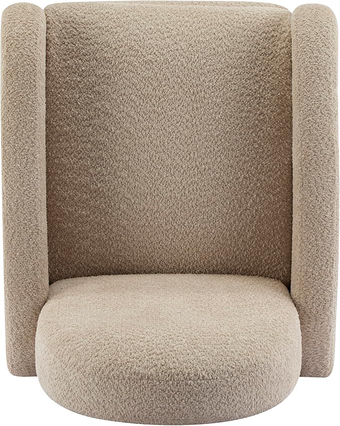 Christopher Knight Home Sidney Fabric Upholstered 360° Swivel Chair Boucle Push-Back Recliner Solid Wood Glider Recliner with Rotation Living Room Single Lounge Sofa Almond Beige