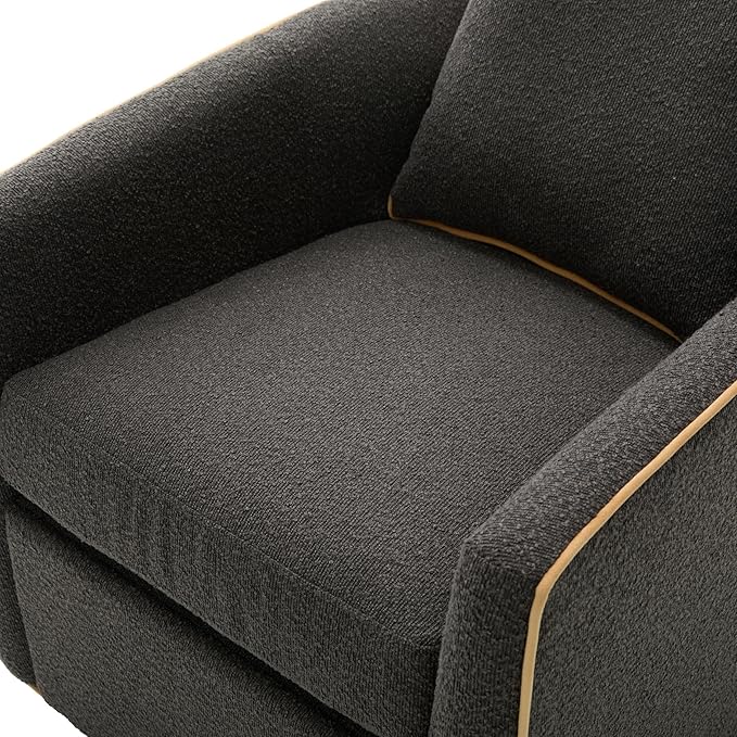 Christopher Knight Home Arlo 360° Swivel Accent Chair for Living Room Bouclé Upholstered Rotating Lounge Chair Indoor Barrel Swivel Chair with Iron Frame Curved Armrest and Padded Seat Dark Grey